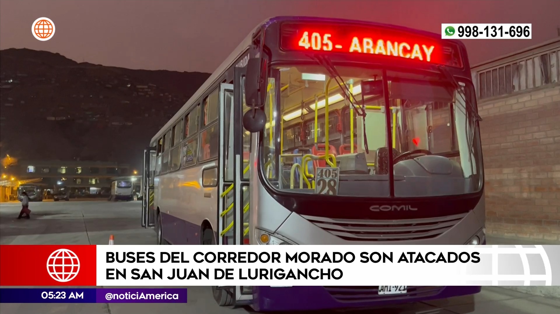Atacan buses del Corredor Morado en San Juan de Lurigancho. Foto: América Noticias