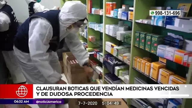 San Juan de Lurigancho: Clausuran boticas que vendían medicinas vencidas