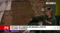 San Juan de Lurigancho: Rotura de tubería de Sedapal afectó a cuatro viviendas