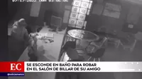 San Juan de Lurigancho: Se esconde en el baño para robar en salón de billar de su amigo