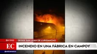 San Juan de Lurigancho: Se registró un incendio en una fábrica en Campoy