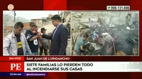 San Juan de Lurigancho: Siete familias perdieron todo tras incendio en sus viviendas