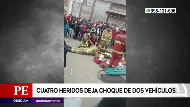 San Juan de Miraflores: Cuatro heridos deja choque de dos vehículos