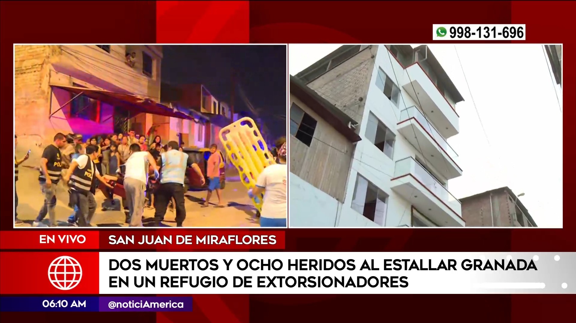 Explosión de granada en San Juan de Miraflores. Foto: América Noticias