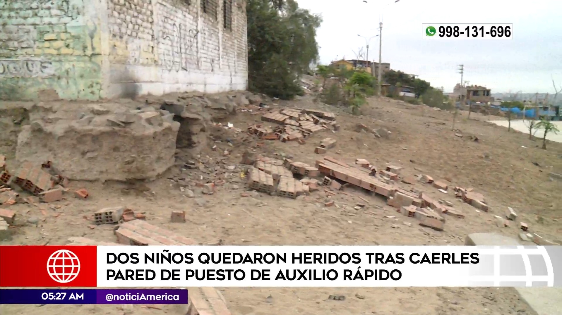Niños heridos tras caer una pared. Foto: América Noticias