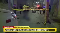 San Juan de Miraflores: Joven muere al despistarse en su motocicleta