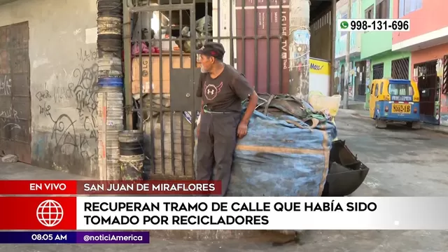 San Juan de Miraflores: Recuperan tramo de calle tomada por recicladores