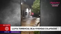 San Martín: Lluvia torrencial causó derrumbe de viviendas