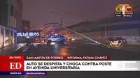 San Martín de Porres: Auto se despista y choca contra poste en avenida Universitaria