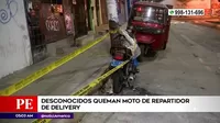 San Martín de Porres: Desconocidos quemaron moto de repartidor de delivery