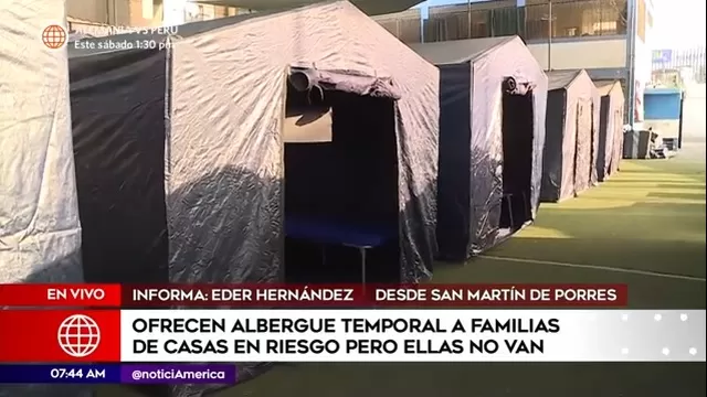 San Martín de Porres: Familias se niegan a dejar viviendas en riesgo y albergue luce casi vacío 