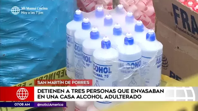 San Martín de Porres: Policía intervino vivienda donde se envasaba alcohol adulterado