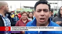 San Martín de Porres: Simpatizantes de candidato se enfrentaron a fiscalizadores