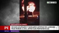San Martín de Porres: Vecinos golpearon a supuestos ladrones y quemaron su mototaxi