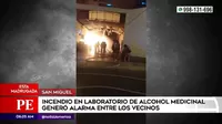 San Miguel: Incendio en laboratorio de alcohol medicinal generó alarma entre los vecinos
