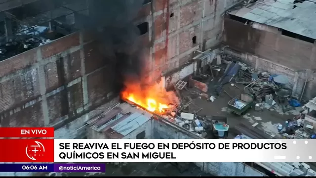 San Miguel: Se reaviva fuego en depósito de productos químicos