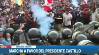 Se registran incidentes durante marcha a favor del presidente Castillo