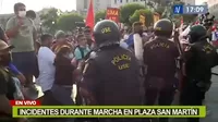 Se reportaron incidentes durante marcha por la vacancia a Pedro Catillo en plaza San Martín