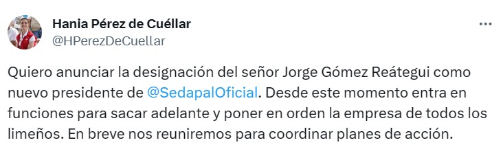 Sedapal: Nombran a Jorge Gómez Reátegui como nuevo presidente del directorio de la entidad