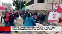 Simpatizantes de Fuerza Popular y Perú Libre se enfrentaron en los exteriores del JNE