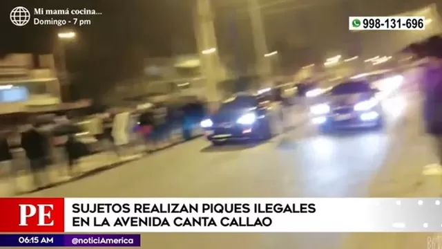 Sujetos realizan piques ilegales en la avenida Canta Callao