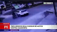 Tarapoto: Tres heridos dejó choque de motos contra camioneta