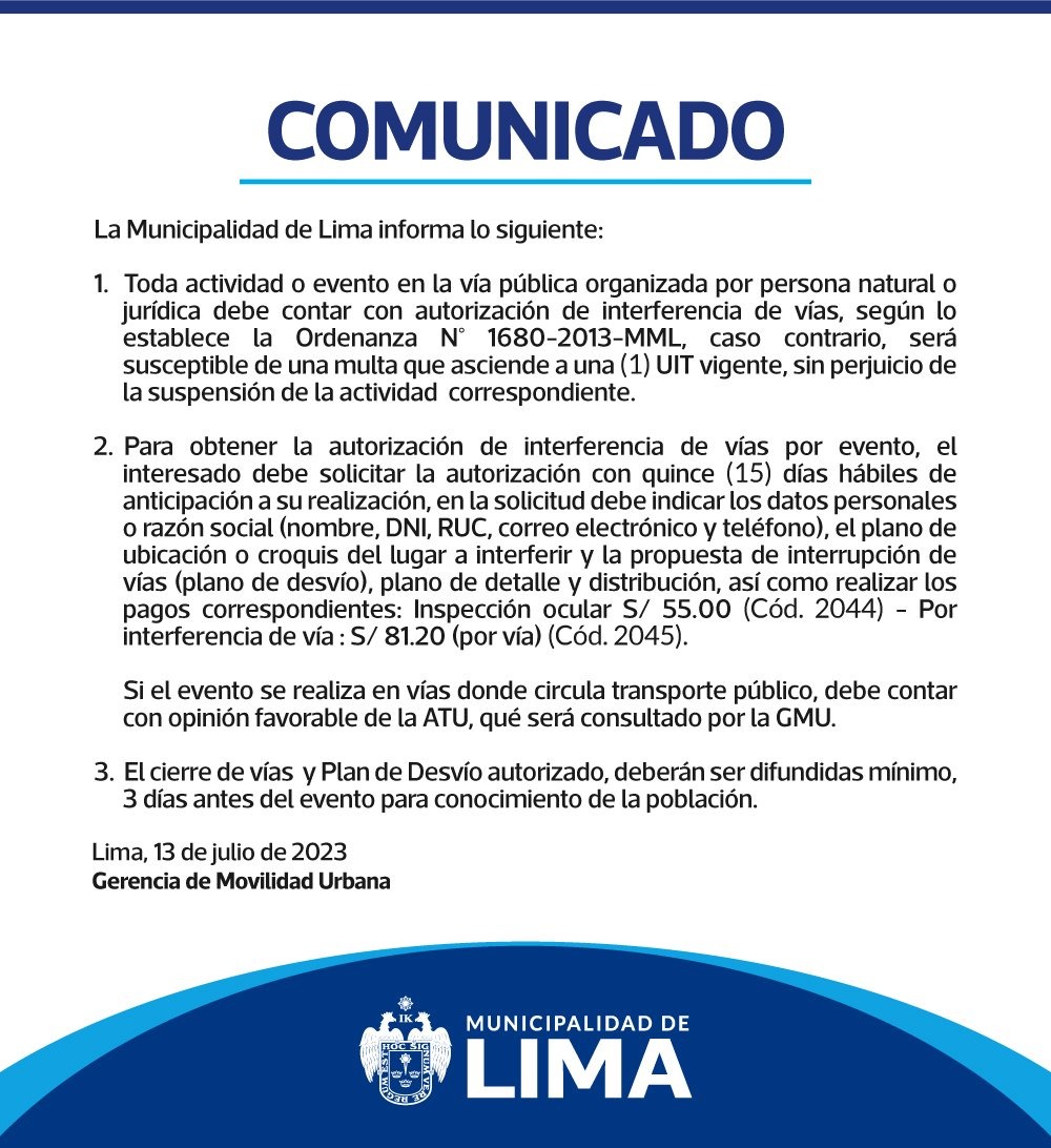 Imagen: Twitter/Municipalidad de Lima.