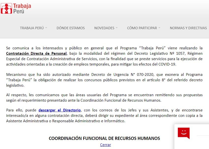 Trabaja Perú: Programa del Ministerio de Trabajo generará más de 280 mil empleos 