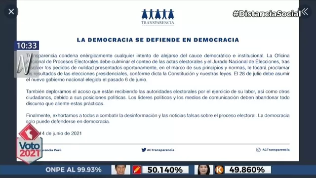 Transparencia: "La democracia se defiende en democracia"