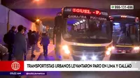 Transportistas urbanos levantaron paro en Lima y Callao