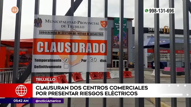 Trujillo: Municipio clausuró dos centros comerciales por presentar riesgos eléctricos