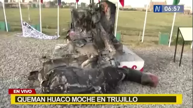 Trujillo: Sujetos incendiaron por completo el "huaco de la fertilidad" de Moche 
