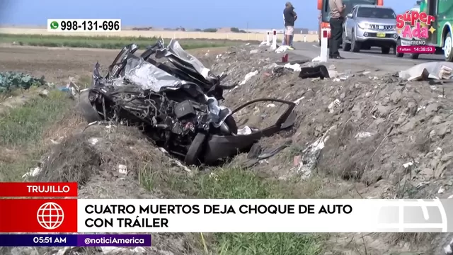 Trujillo: Tres hermanos y una amiga murieron tras choque de auto con tráiler