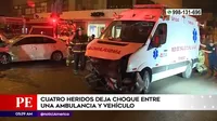 La Victoria: Cuatro heridos tras choque entre ambulancia y auto