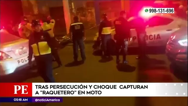La Victoria: Raquetero en moto fue capturado tras persecución y choque