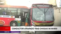 Villa María del Triunfo: Conductor atrapado tras choque de buses