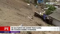 Villa María del Triunfo: Madre e hijos se salvaron de morir tras caída de camión sobre vivienda
