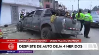 Villa El Salvador: Despiste de auto deja 4 heridos