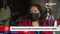 Villa El Salvador: Familia se salva de morir aplastada por llantas y arena
