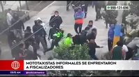 Villa El Salvador: Mototaxistas informales se enfrentaron a fiscalizadores