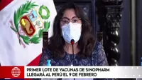  Bermúdez: "Primer millón de vacunas COVID-19 de Sinopharm llegarían al Perú el 9 de febrero"
