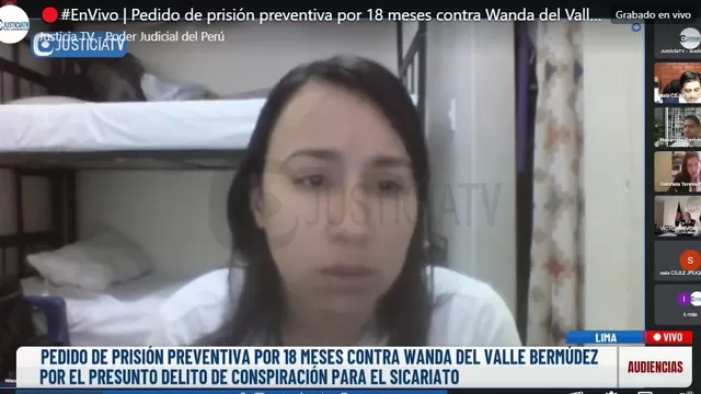 Wanda del Valle reapareció en audiencia virtual de prisión preventiva