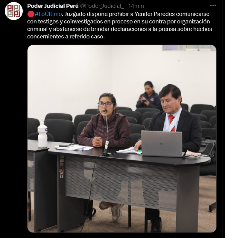 Yenifer Paredes: Poder Judicial le prohíbe comunicarse con testigos y coinvestigados