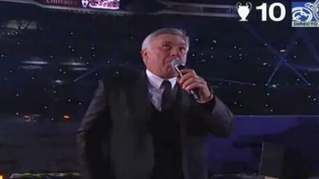 Carlo Ancelotti cantó el nuevo himno de la Décima del Real Madrid