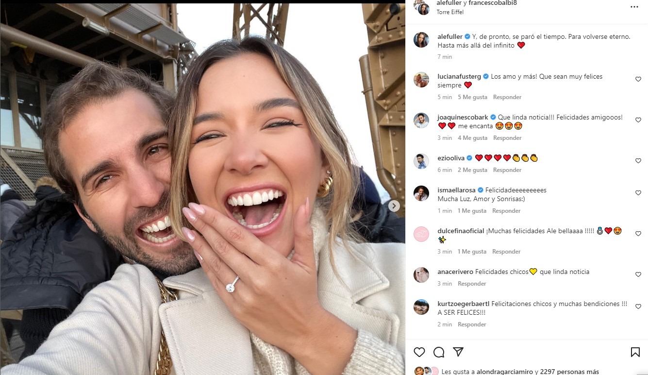 Alessandra Fuller se comprometió con su novio Francesco Balbi en París