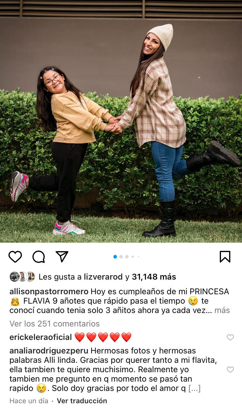 Allison Pastor dedicó emotivo mensaje a hija de Erick Elera y así reaccionó Analía Rodríguez
