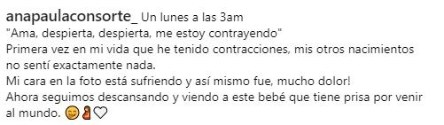 Con este mensaje en sus redes sociales Ana Paula Consorte, pareja y madre de los hijos de Paolo Guerrero alarmó a todos al anunciar que su parto podría adelantarse/Foto: Instagram