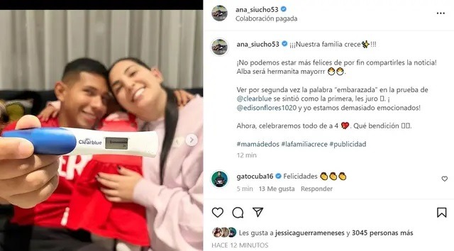 Ana Siucho y Edison Flores revelaron sexo y nombre de su segundo bebé 