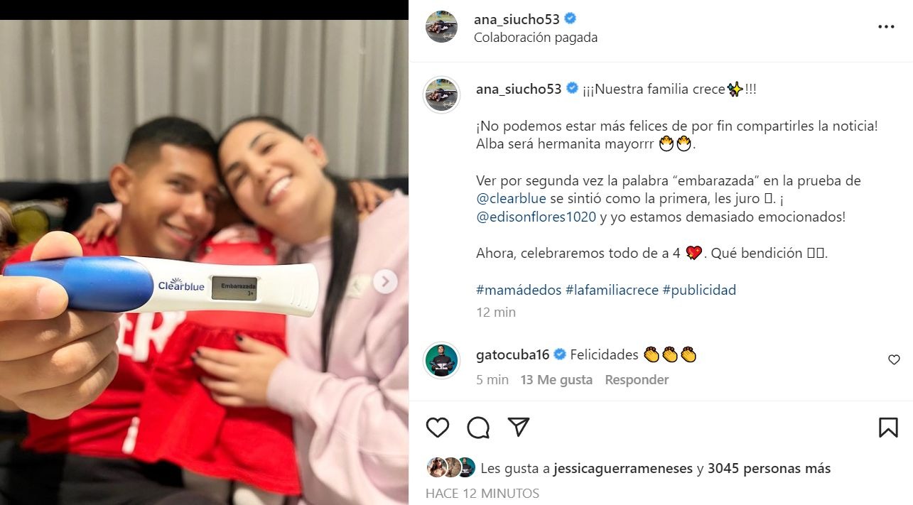 Ana Siucho y ‘Oreja’ Flores anunciaron que serán padres por segunda vez