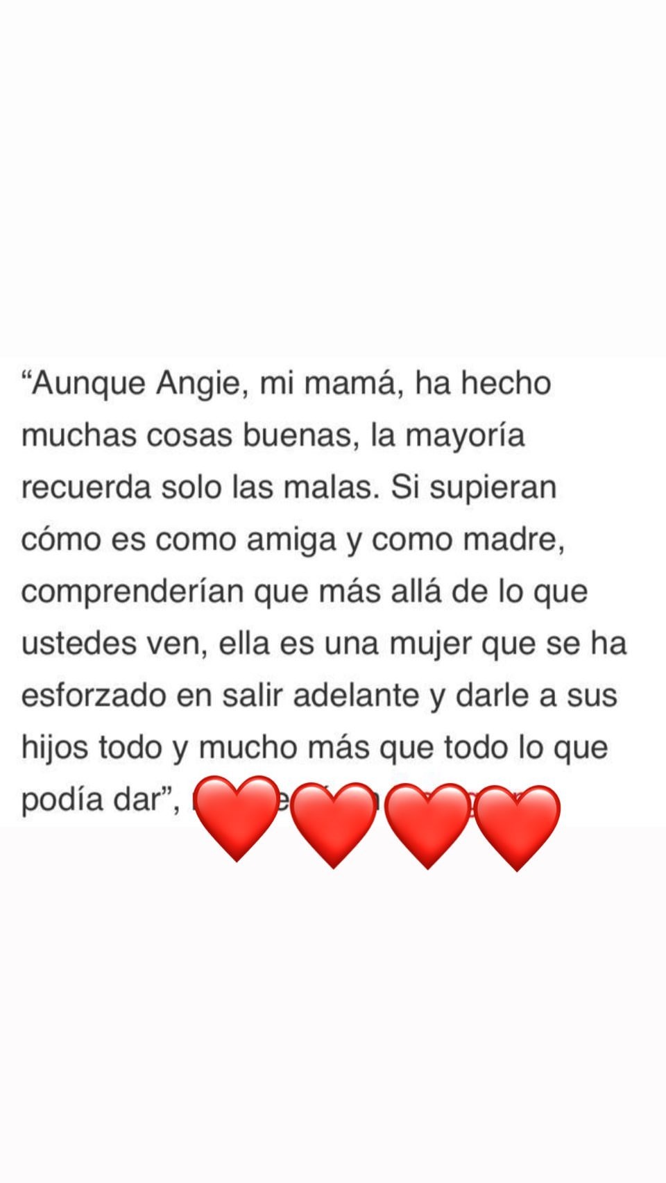 El mensaje de apoyo del hijo mayor de Angie Jibaja a la modelo / Instagram